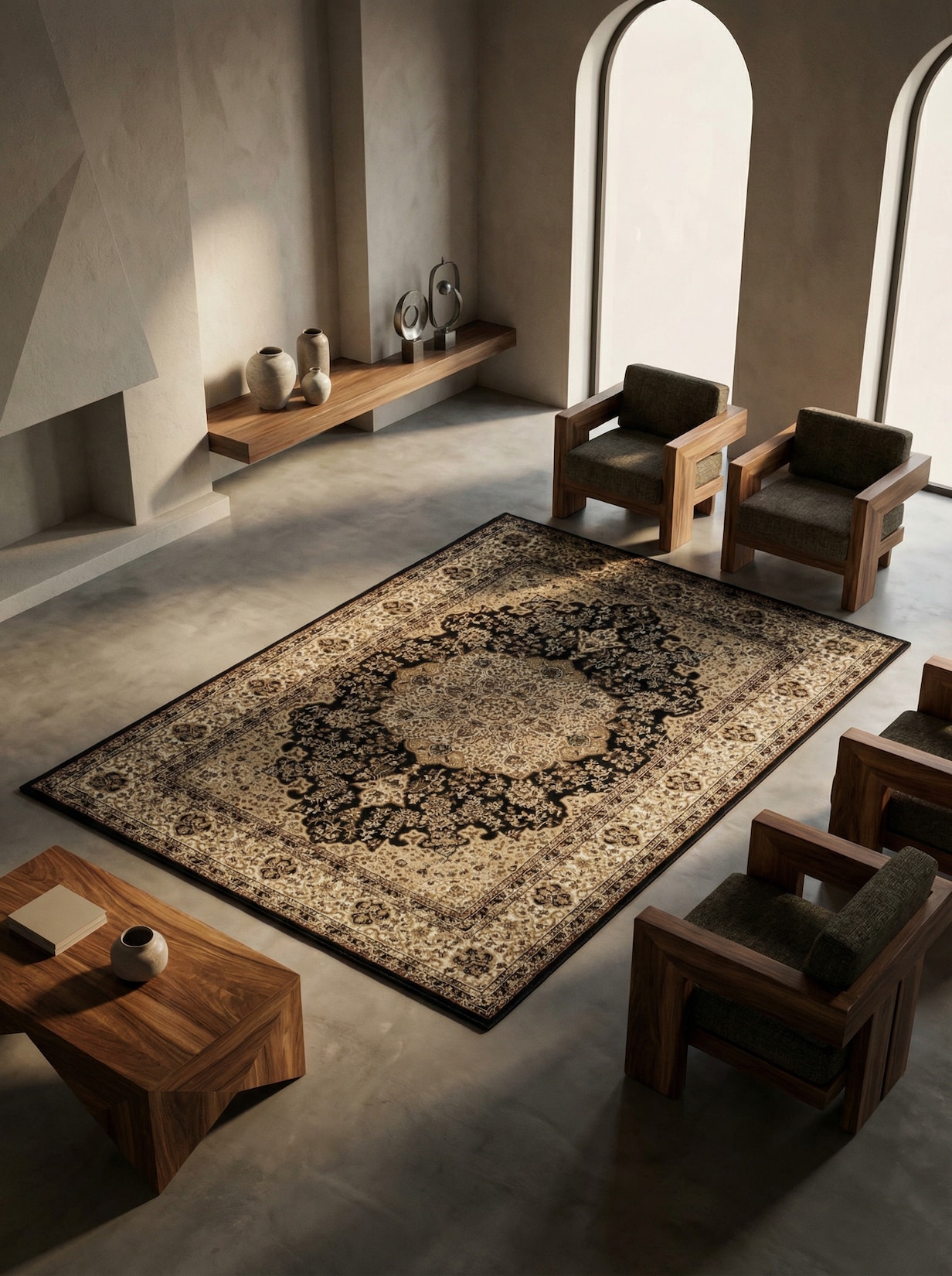 Teppich Kurzflor GEISLER in Schwarz, orientalisch, aus Polypropylen, 160 x 230 cm