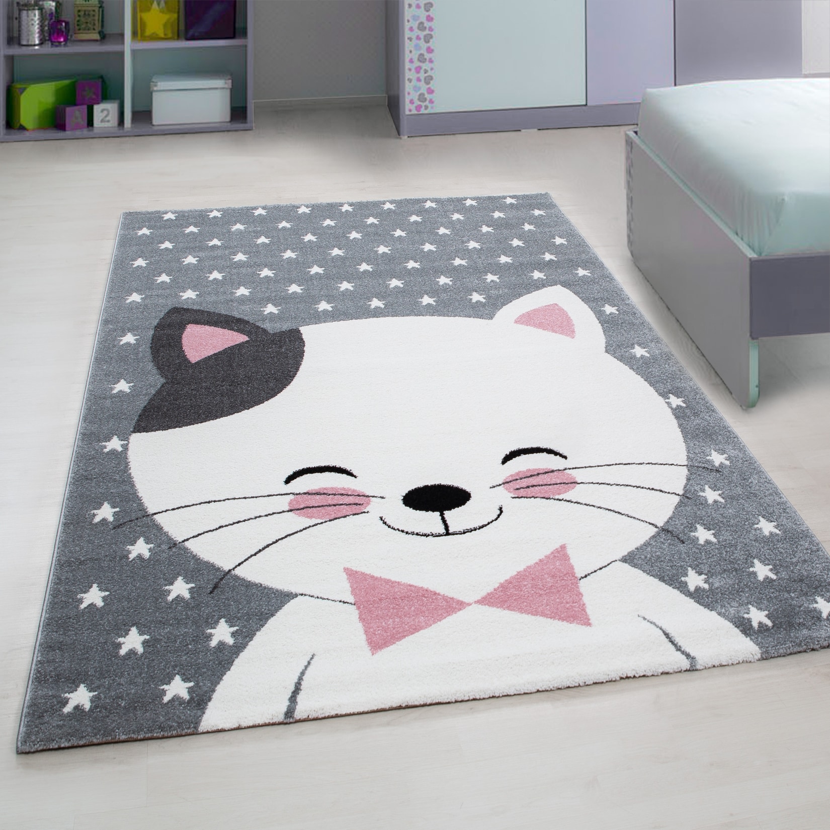 Spielteppich TASNA in Rosa, mit Katzen-Motiv, 160 x 230 cm