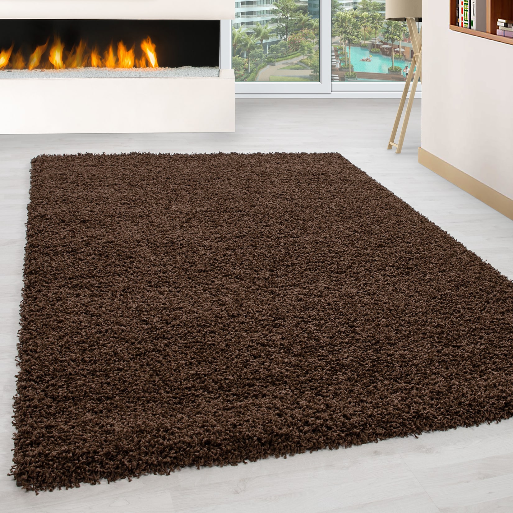 Teppich Hochflor RHEIN in Braun, einfarbig, 80 x 150 cm