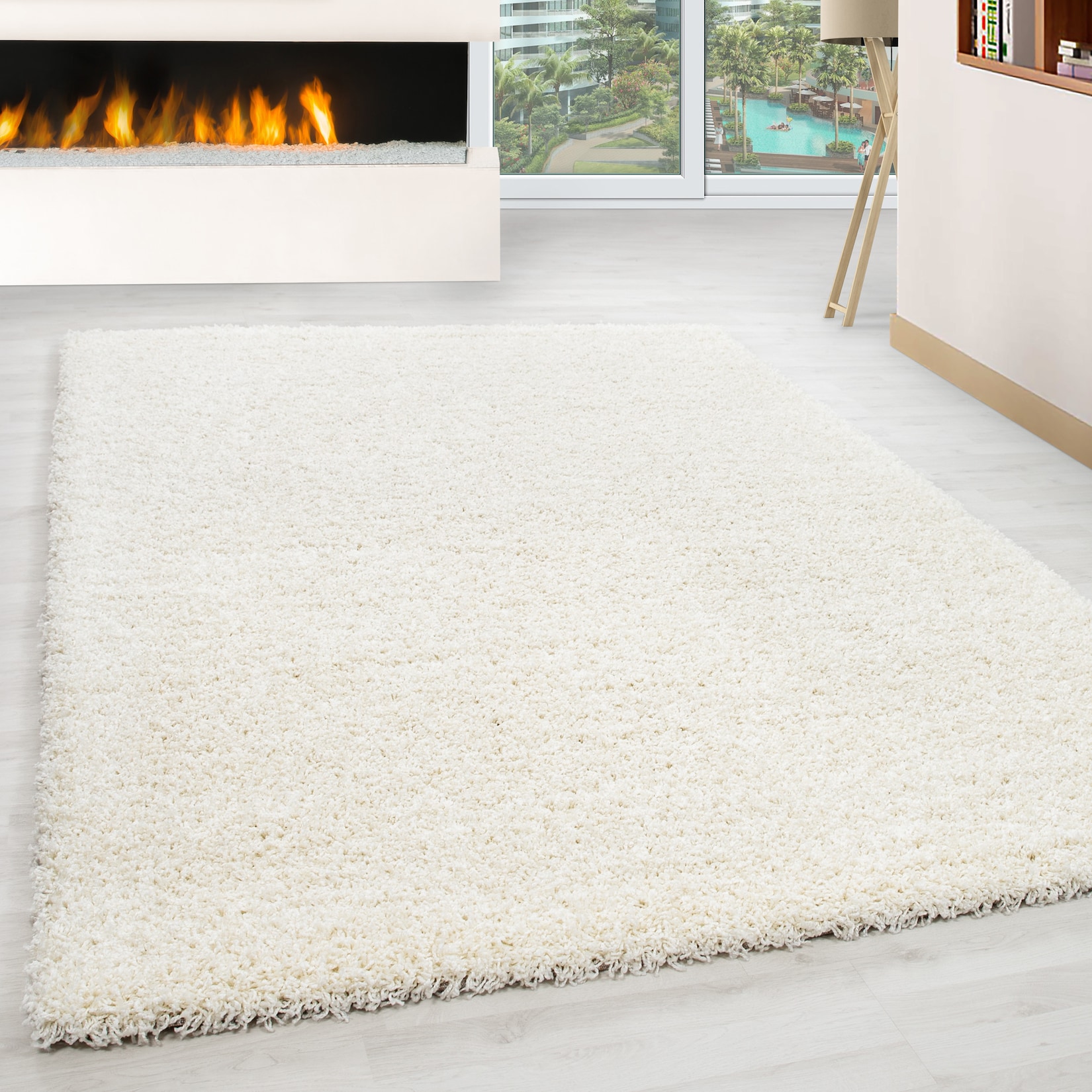 Teppich Hochflor RHEIN in Creme, einfarbig, 160 x 230 cm
