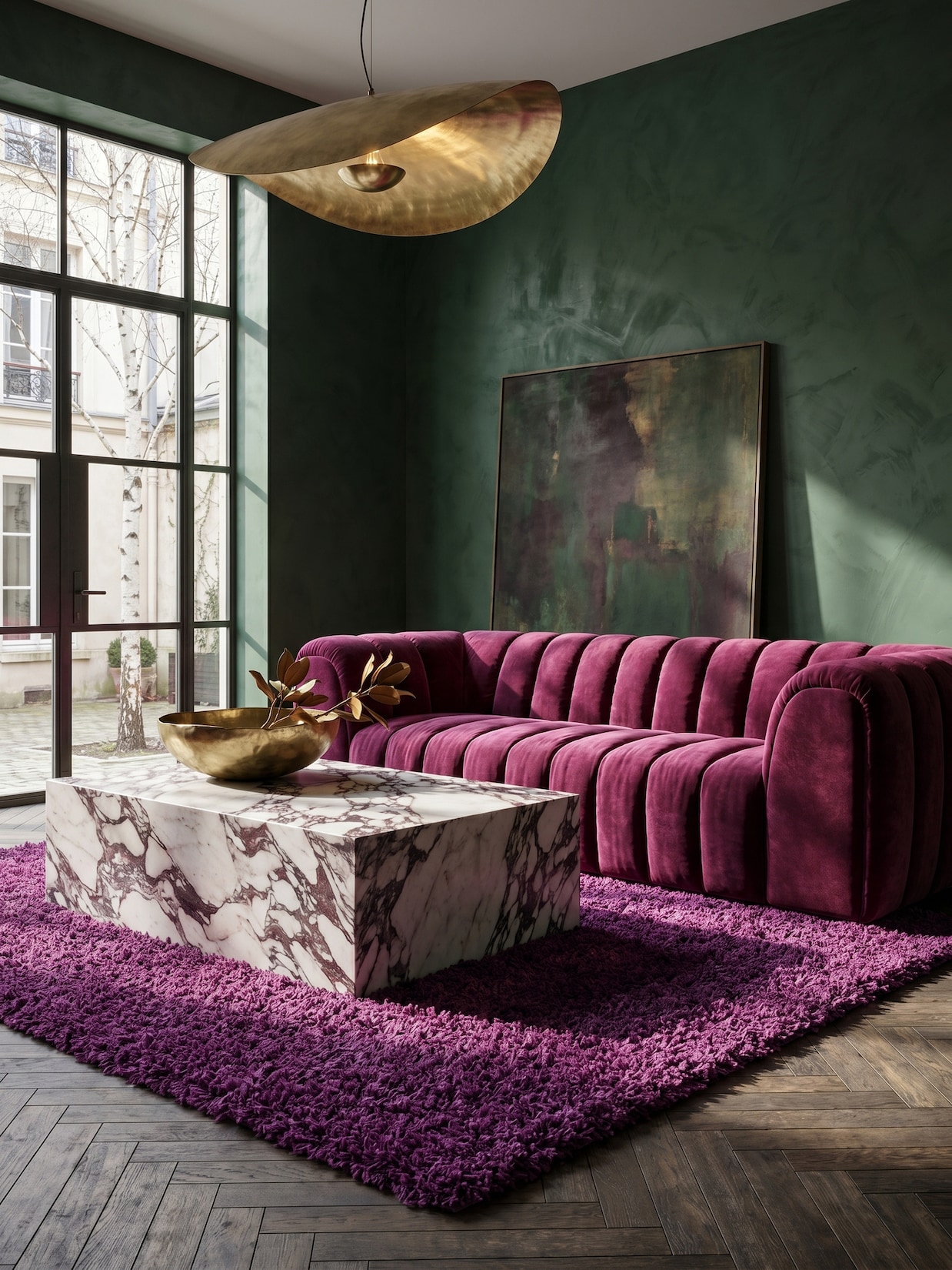 Teppich Hochflor RHEIN in Violett, einfarbig, 160 x 230 cm