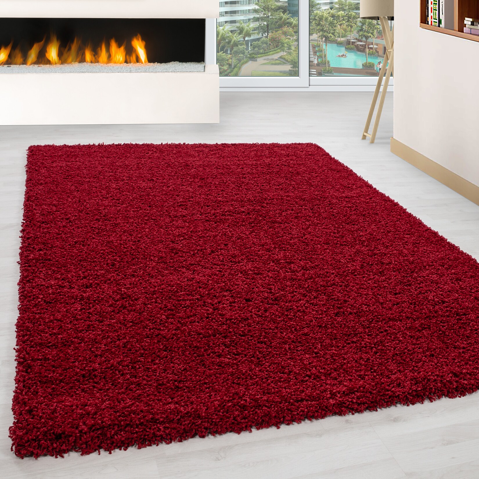 Teppich Hochflor RHEIN in Rot, einfarbig, 200 x 290 cm