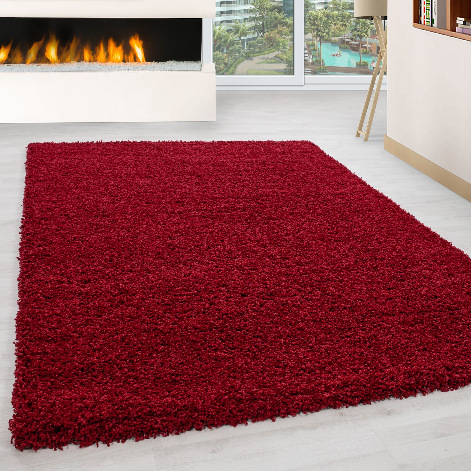 Teppich Hochflor RHEIN in Rot, einfarbig, 240 x 340 cm