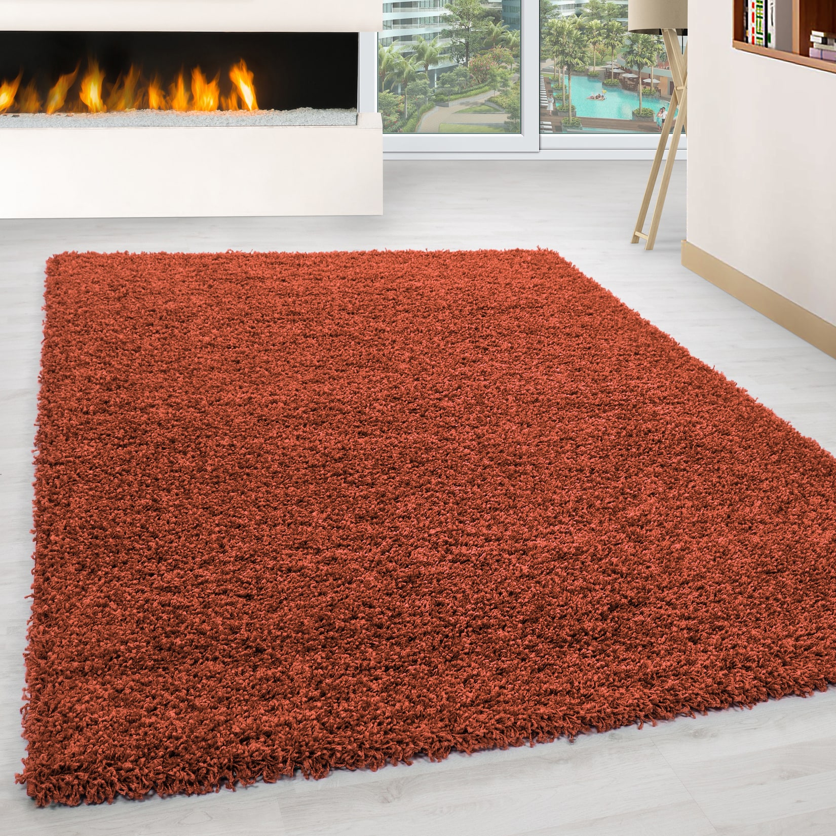 Teppich Hochflor RHEIN in Terrakotta, einfarbig, 160 x 230 cm