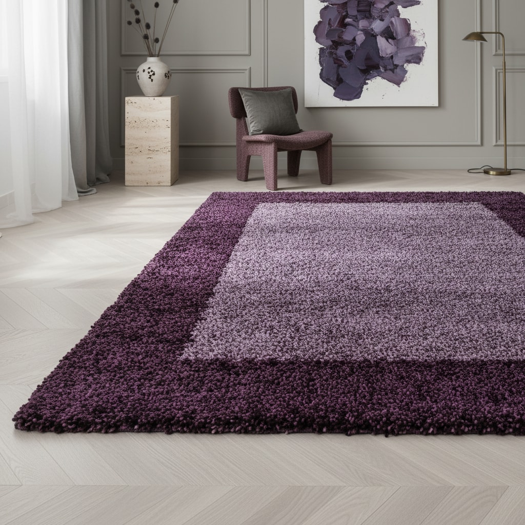 Teppich Hochflor RHEIN in Violett, mit Bordüre, 300 x 400 cm