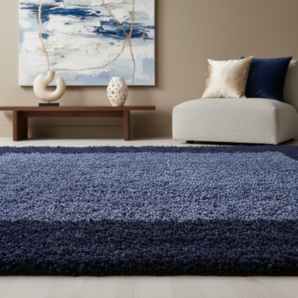Teppich Hochflor RHEIN in Marineblau, mit Bordüre, 300 x 400 cm