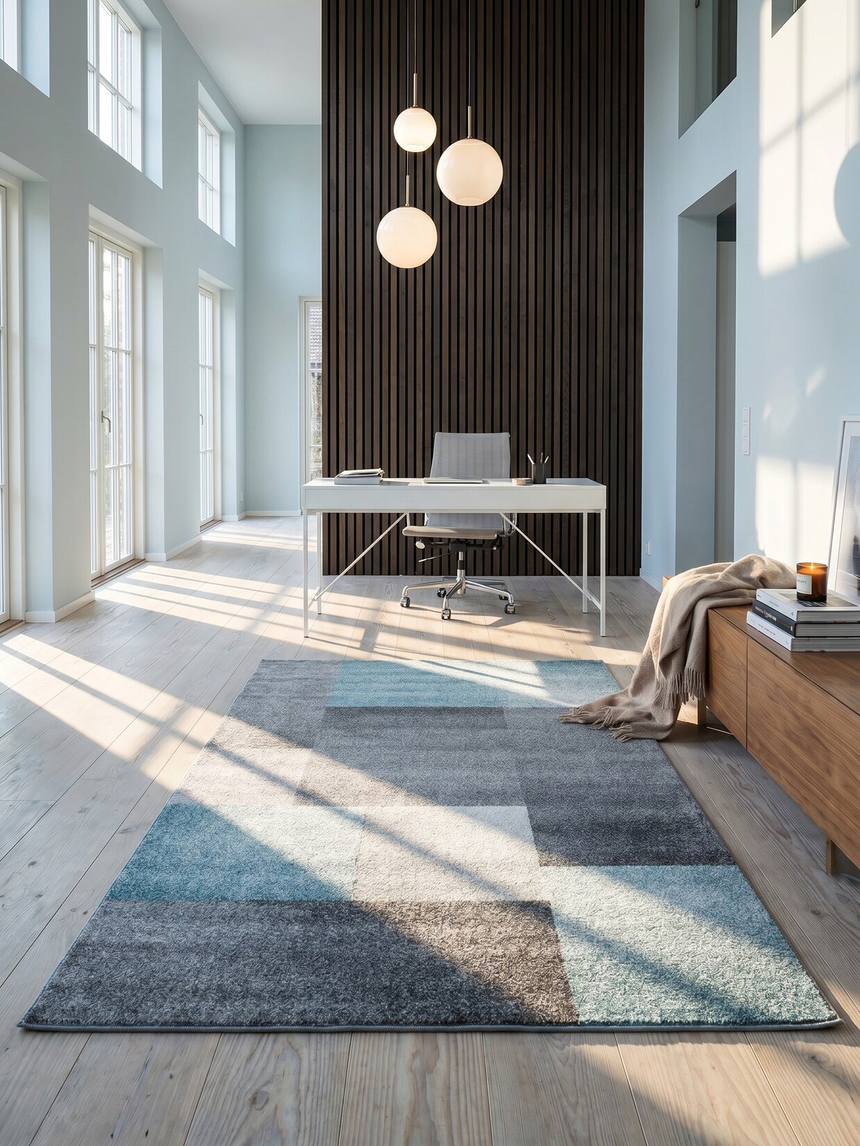Teppich Kurzflor SOLDA in Blau, kariert, 160 x 230 cm