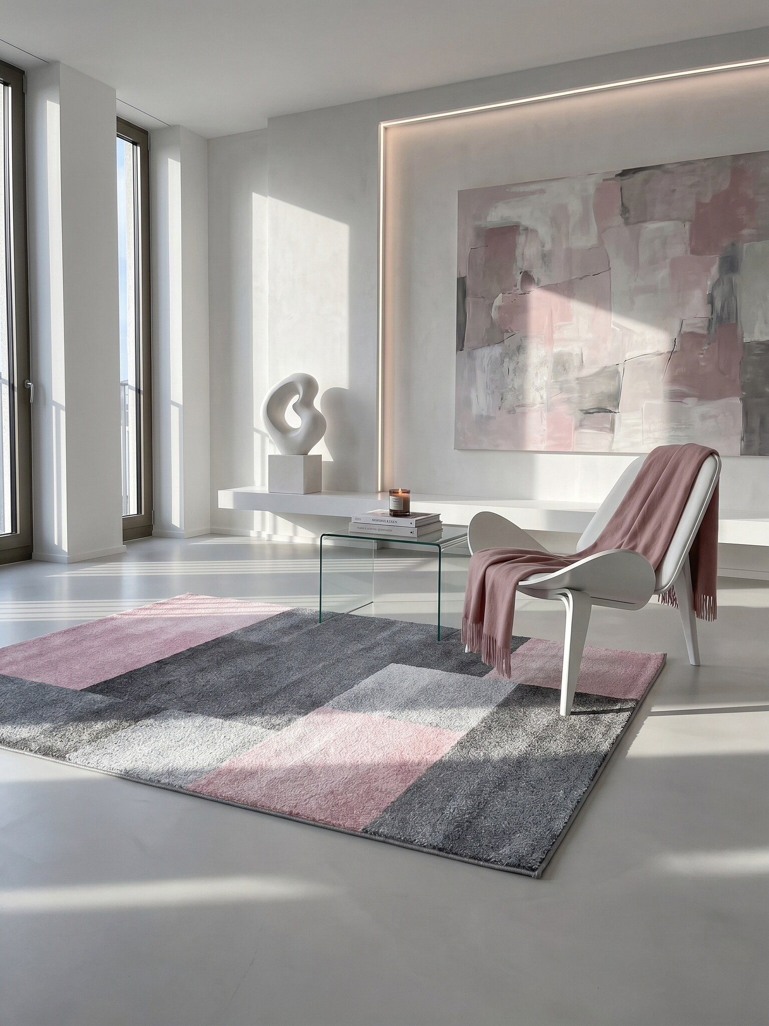 Teppich Kurzflor SOLDA in Rosa, kariert, 140 x 200 cm 