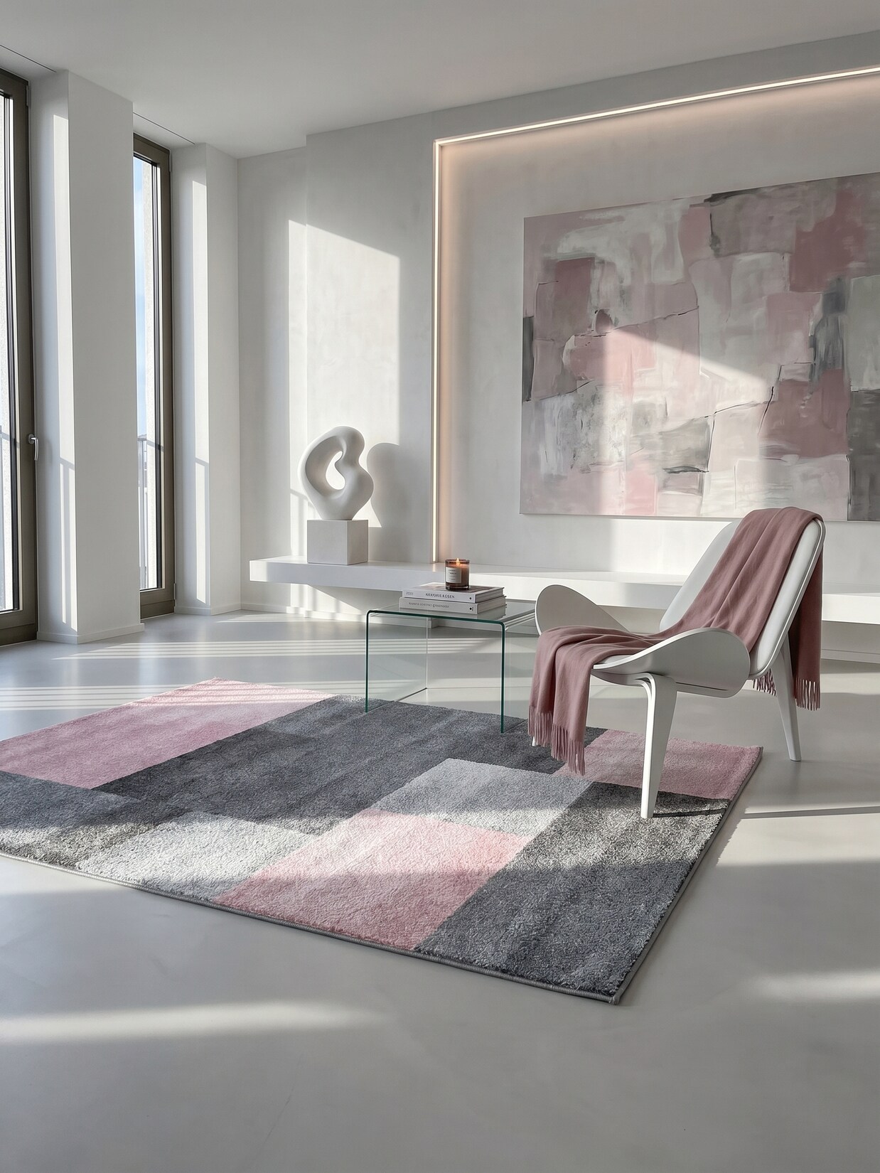 Teppich Kurzflor SOLDA in Rosa, kariert, 140 x 200 cm