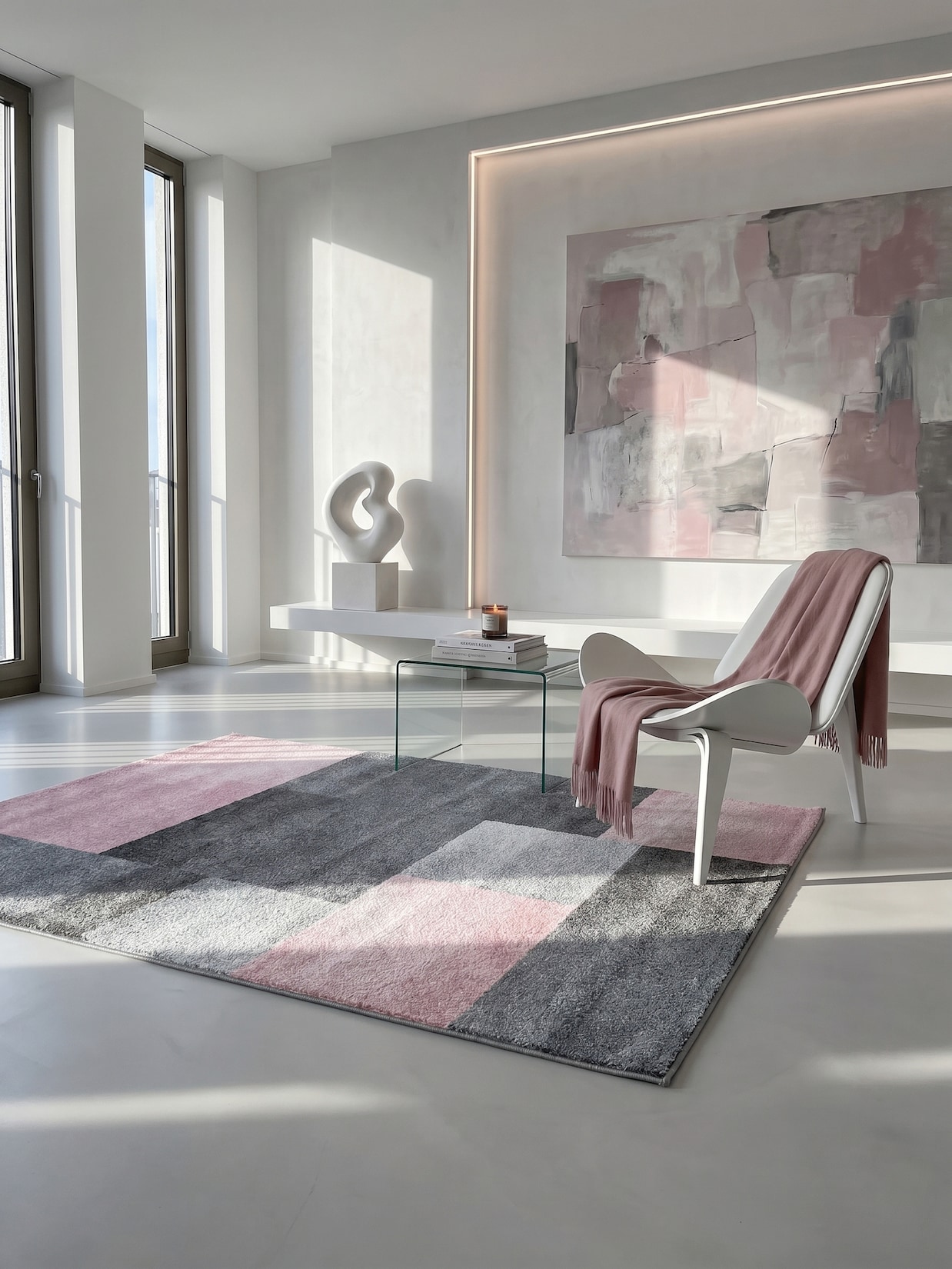 Teppich Kurzflor SOLDA in Rosa, kariert, 240 x 340 cm