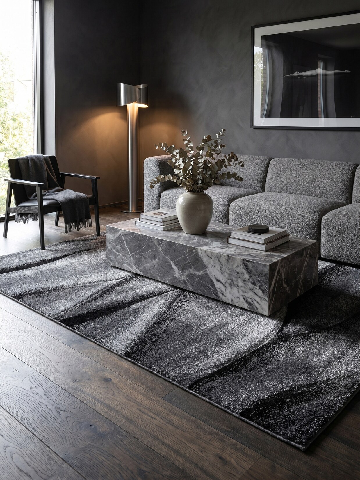 Teppich Kurzflor SOLDA in Schwarz, mit Farbverlauf, 140 x 200 cm