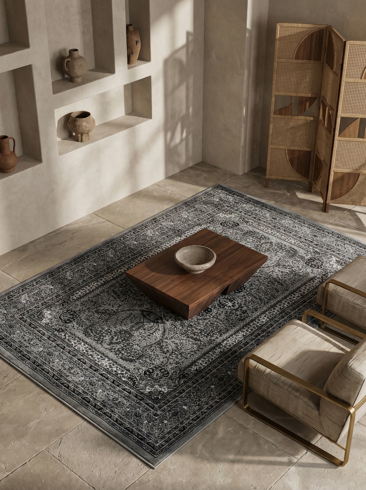 Teppich Kurzflor TANNHEIM in Grau, orientalisch, 240 x 340 cm