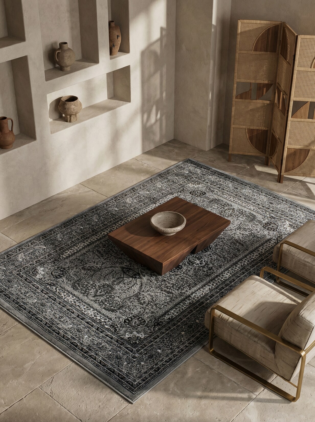 Teppich Kurzflor TANNHEIM in Grau, orientalisch, 300 x 400 cm