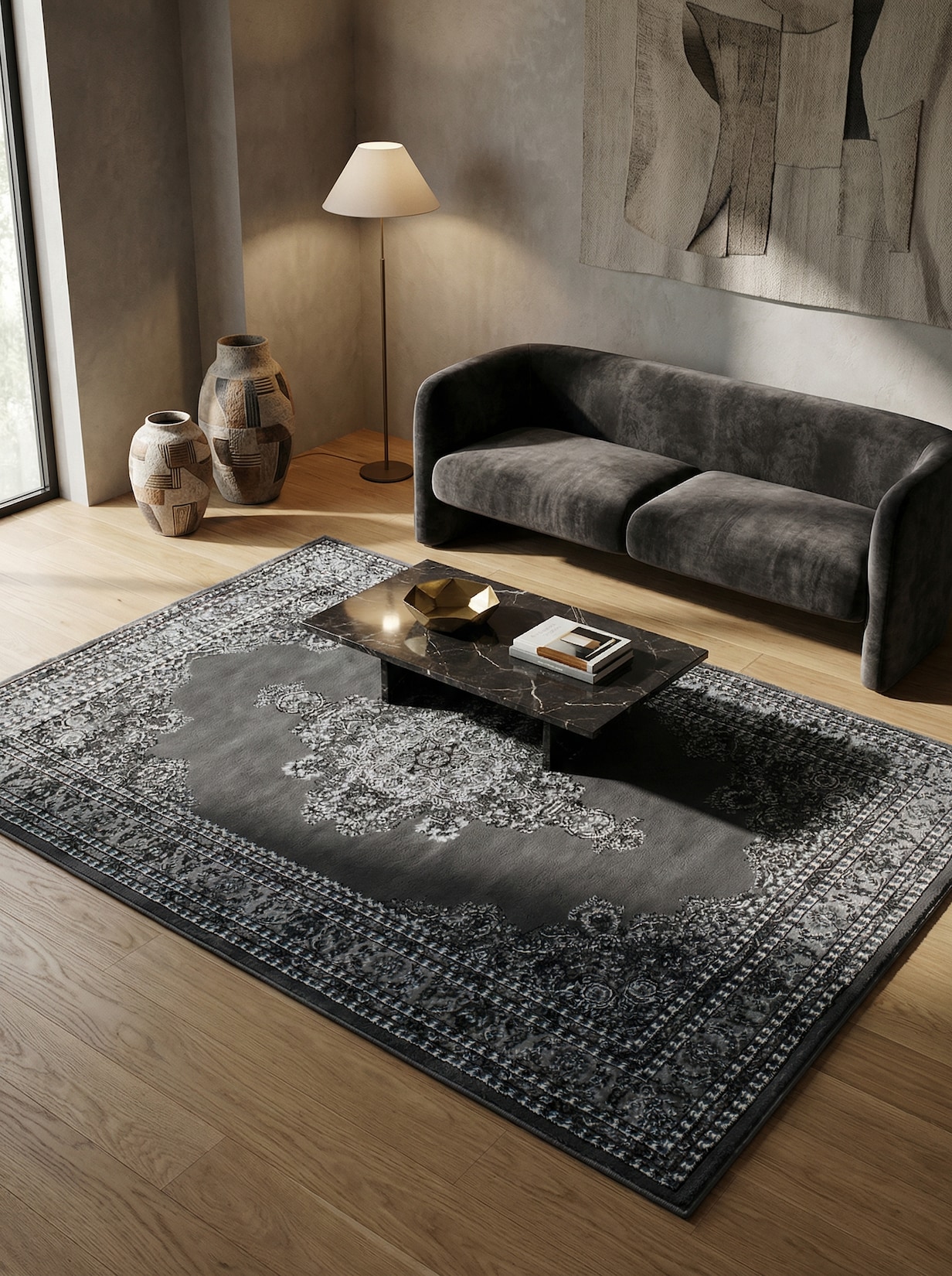 Teppich Kurzflor TANNHEIM in Grau, orientalisch, Florhöhe 12 mm, 200 x 290 cm