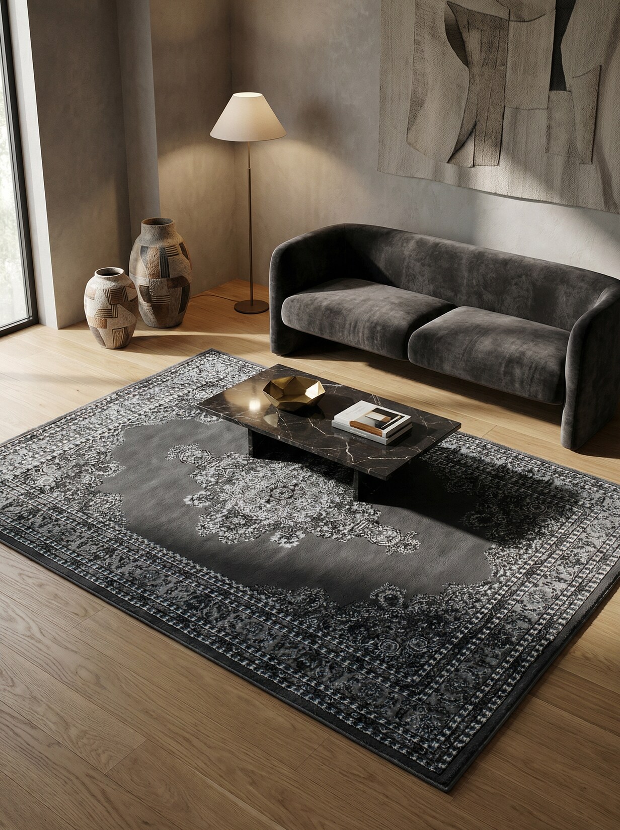 Teppich Kurzflor TANNHEIM in Grau, orientalisch, Florhöhe 12 mm, 300 x 400 cm