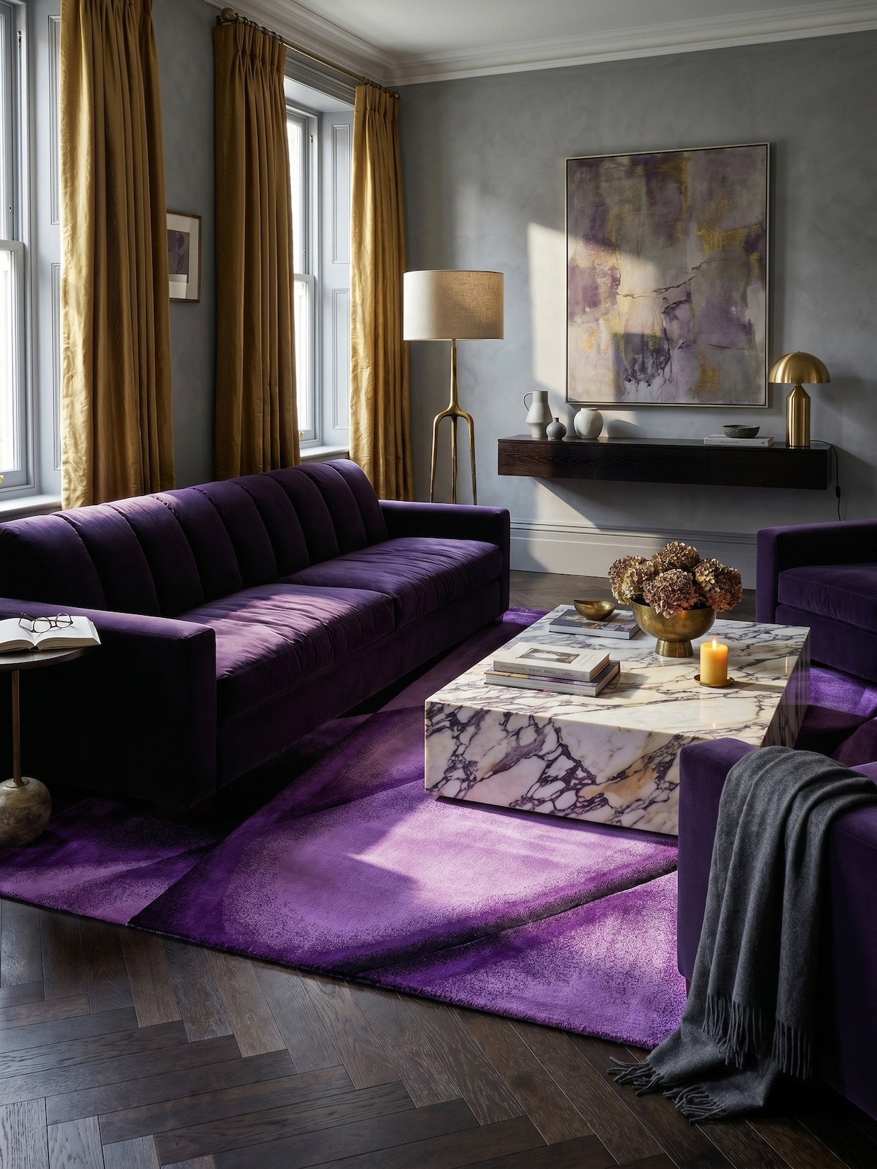 Teppich Kurzflor ASPEN in Violett, abstrakt, 200 x 290 cm