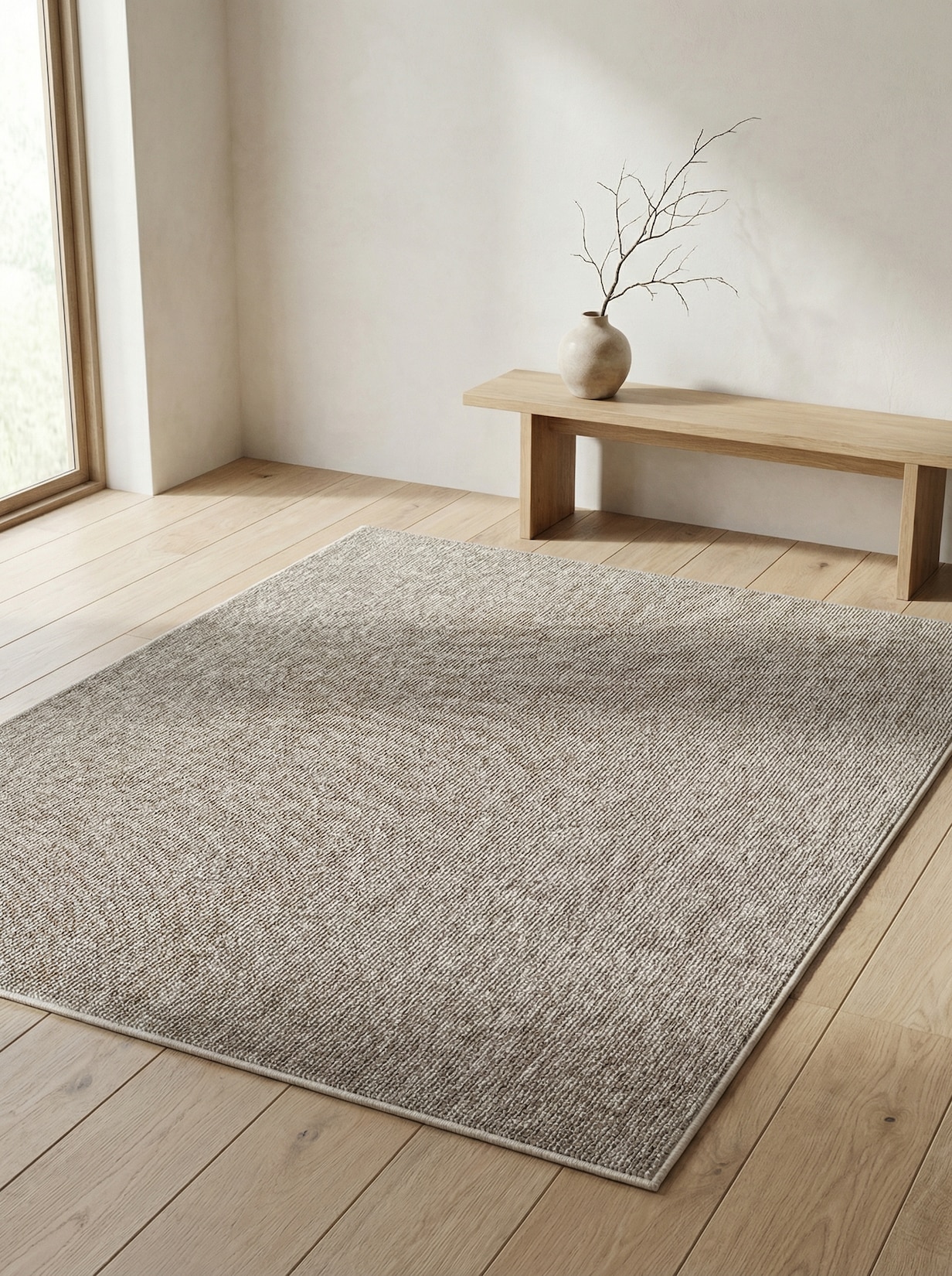 Teppich Kurzflor AMMER in Beige, einfarbig, 160 x 230 cm