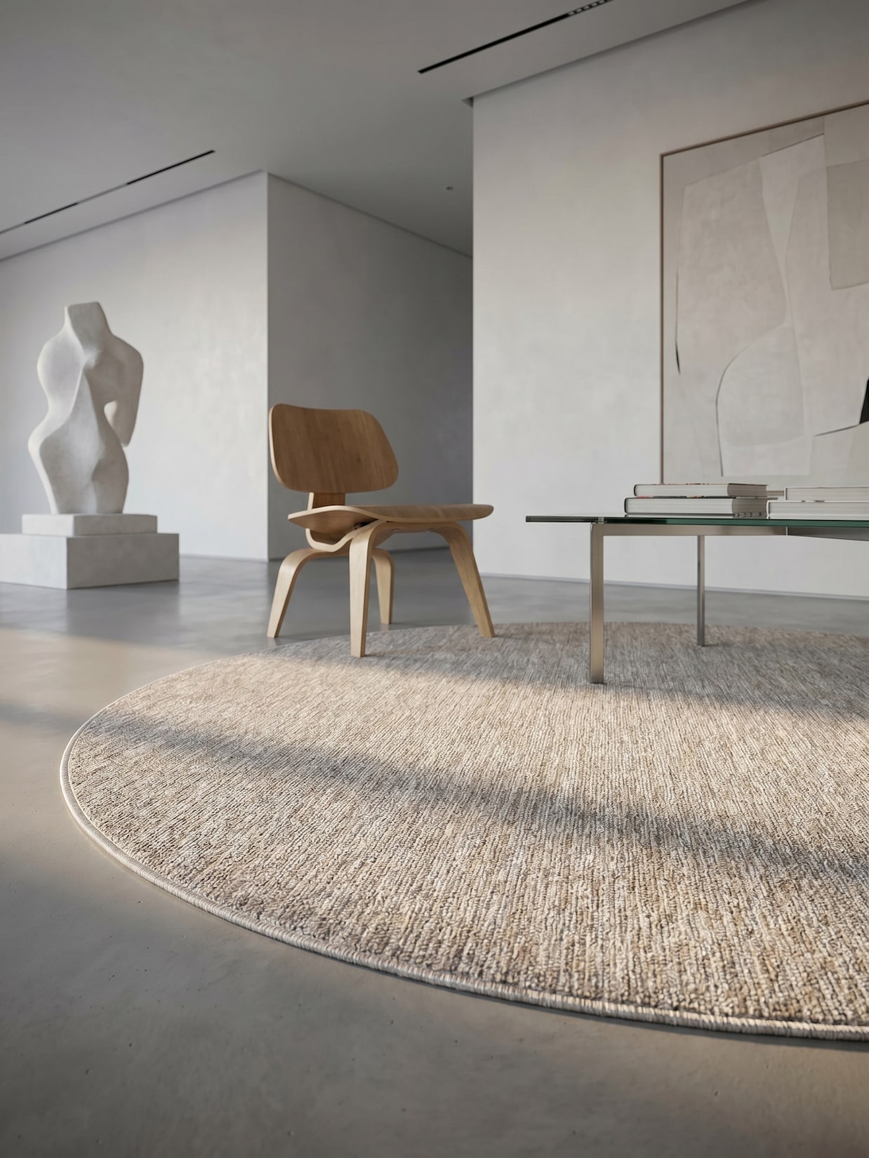 Teppich Kurzflor AMMER in Beige, einfarbig, Ø 160 cm