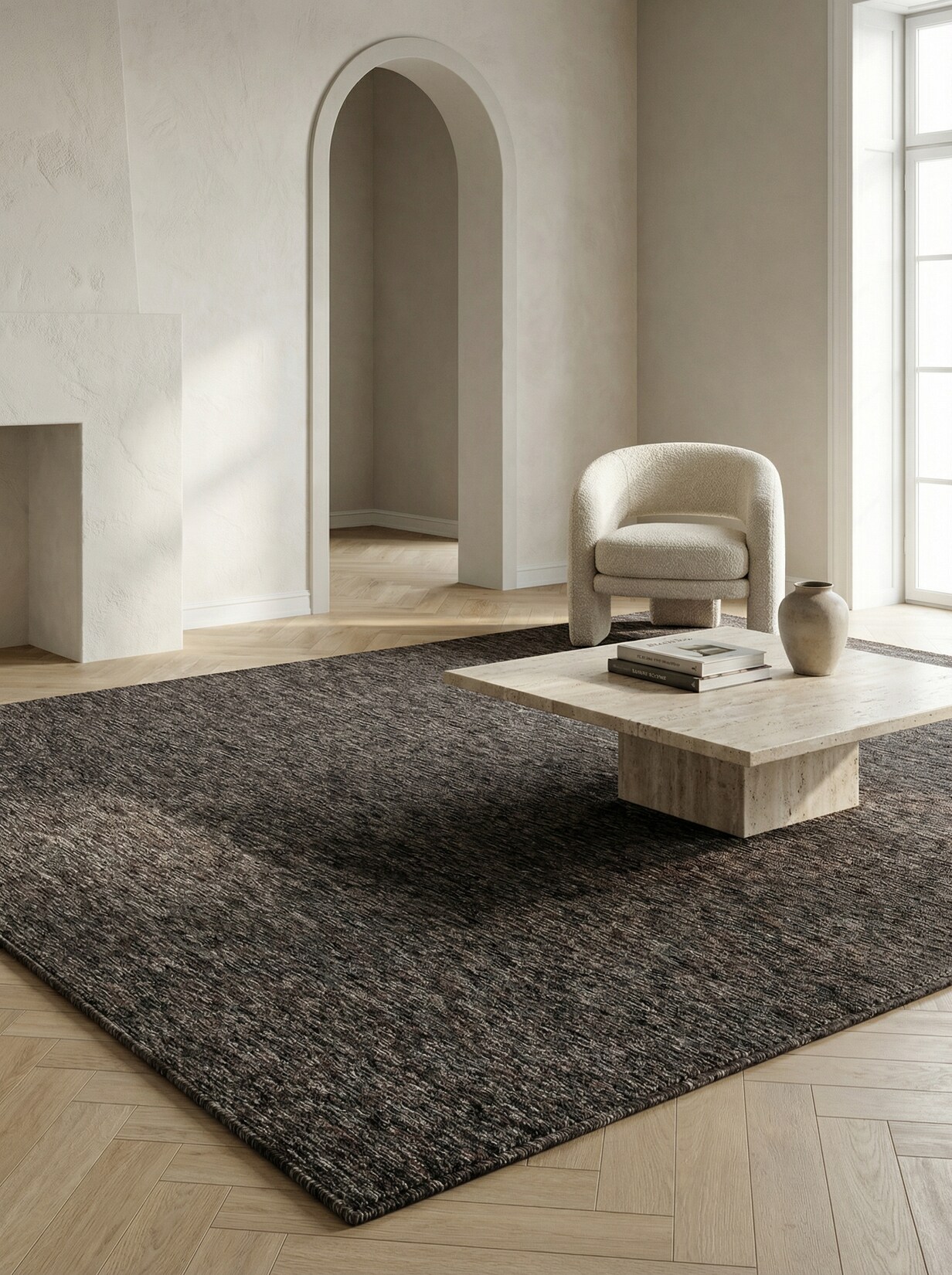 Teppich Kurzflor AMMER in Braun, einfarbig, 60 x 100 cm