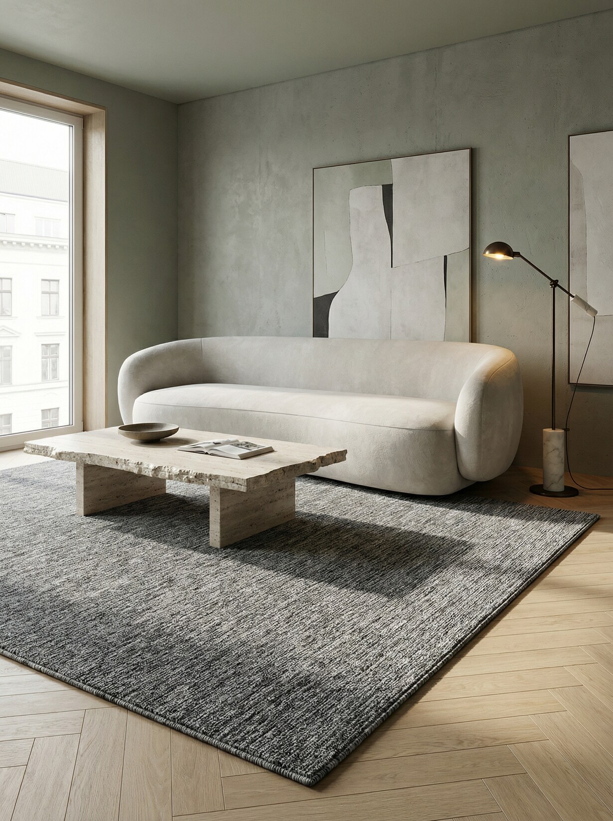 Teppich Kurzflor AMMER in Grau, einfarbig, 200 x 290 cm