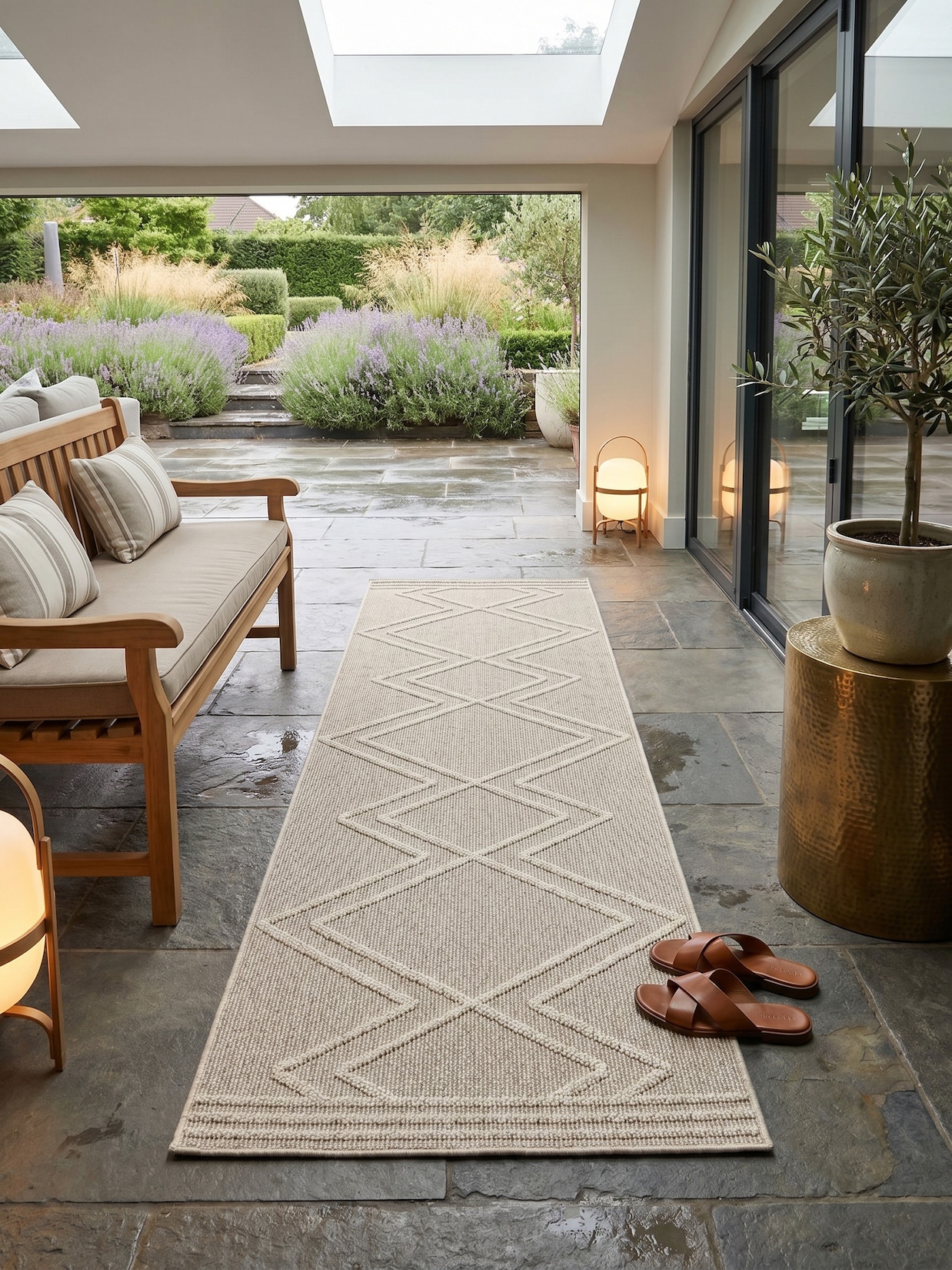 Teppich Outdoor IMST in Beige, im Boho-Stil, aus Polypropylen, 80 x 250 cm