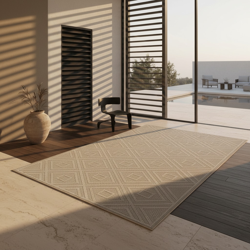 Teppich Outdoor IMST in Beige, mit Rautenmuster, aus Polypropylen, 80 x 150 cm