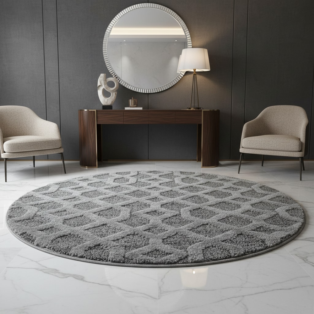Teppich Hochflor TALFER in Grau, geometrisch, Ø 160 cm