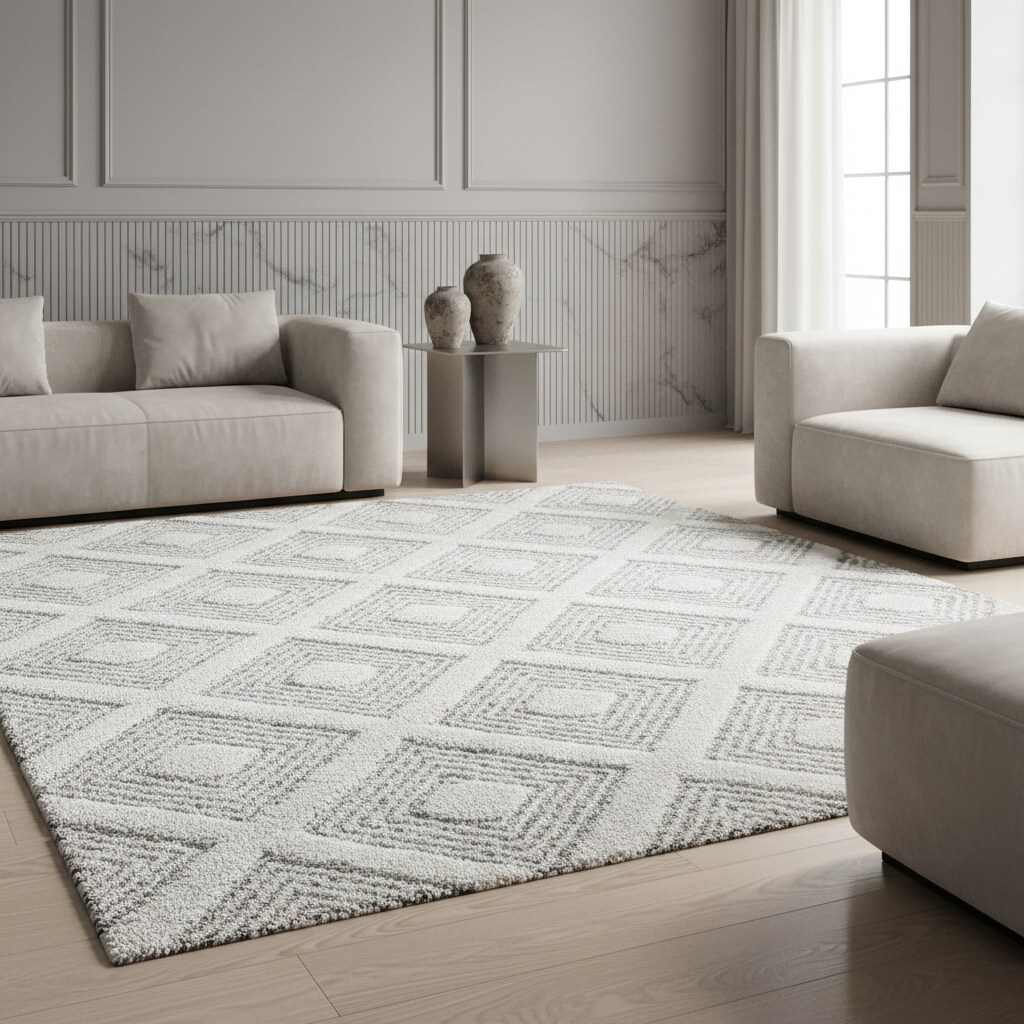 Teppich Hochflor TALFER in Grau, geometrisch, aus Polypropylen, 120 x 170 cm
