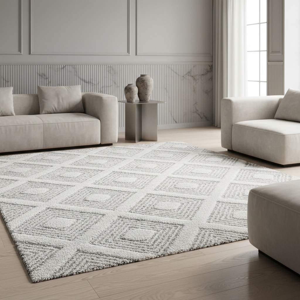 Teppich Hochflor TALFER in Grau, geometrisch, aus Polypropylen, 240 x 340 cm