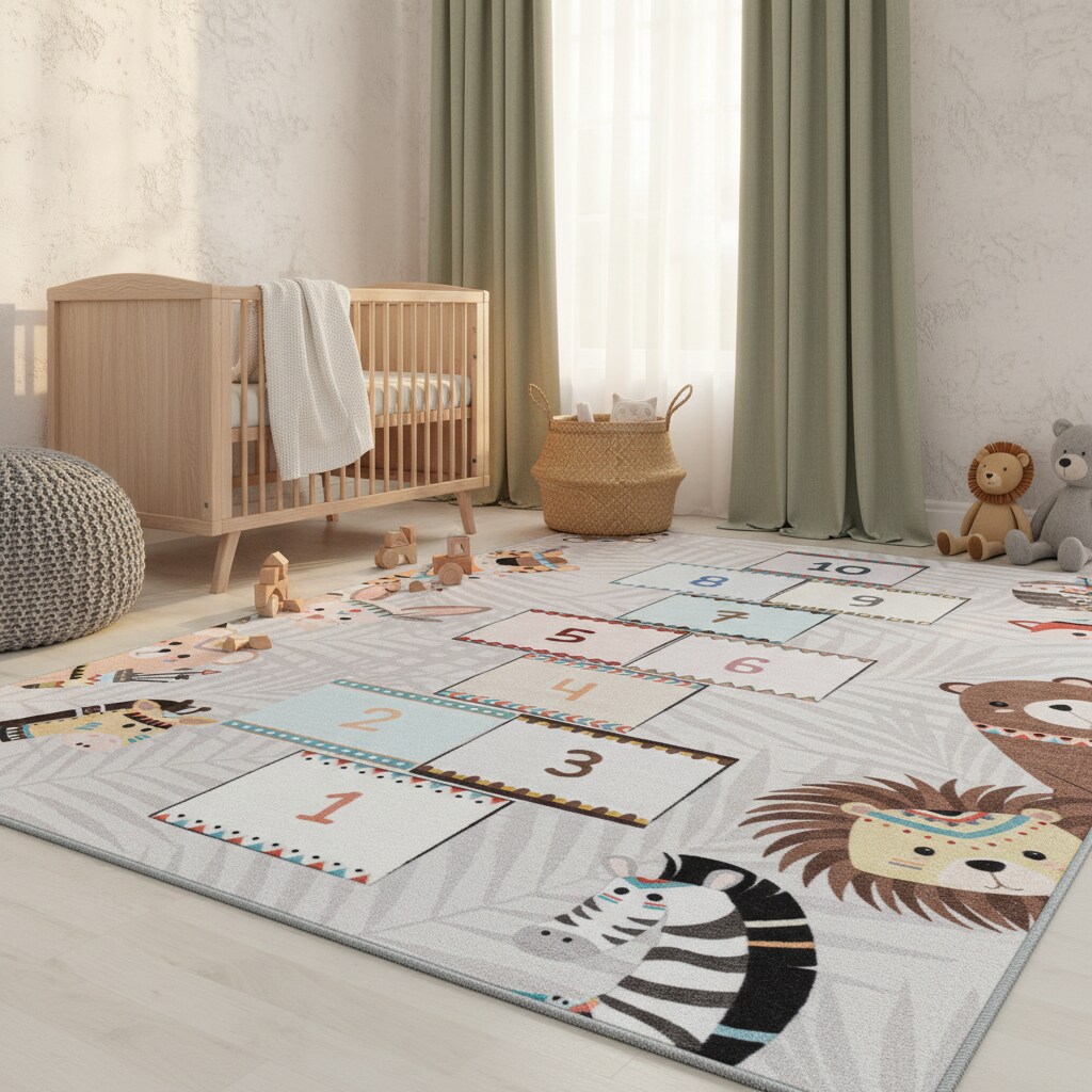 Spielteppich TRAUN in Grau, als Hüpfspiel, 80 x 120 cm