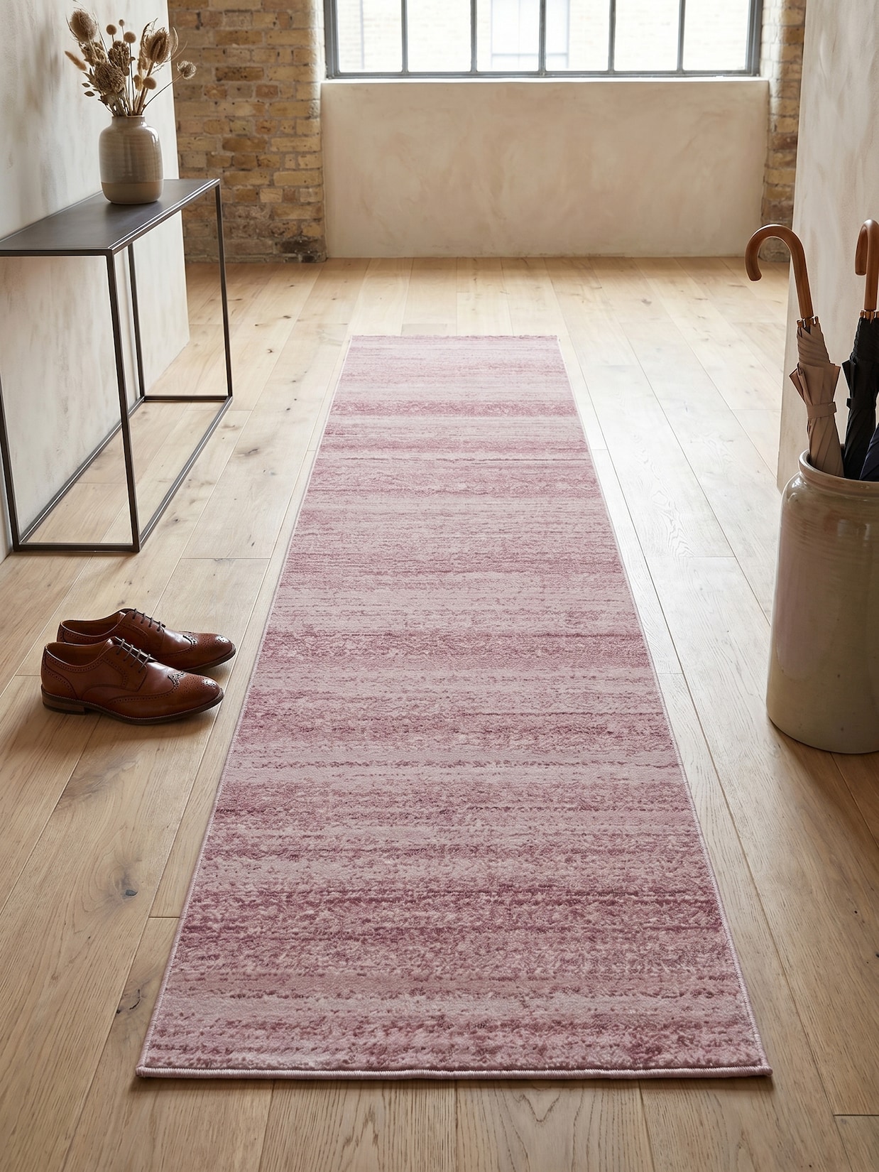 Teppich Kurzflor INN in Rosa, einfarbig, 80 x 300 cm