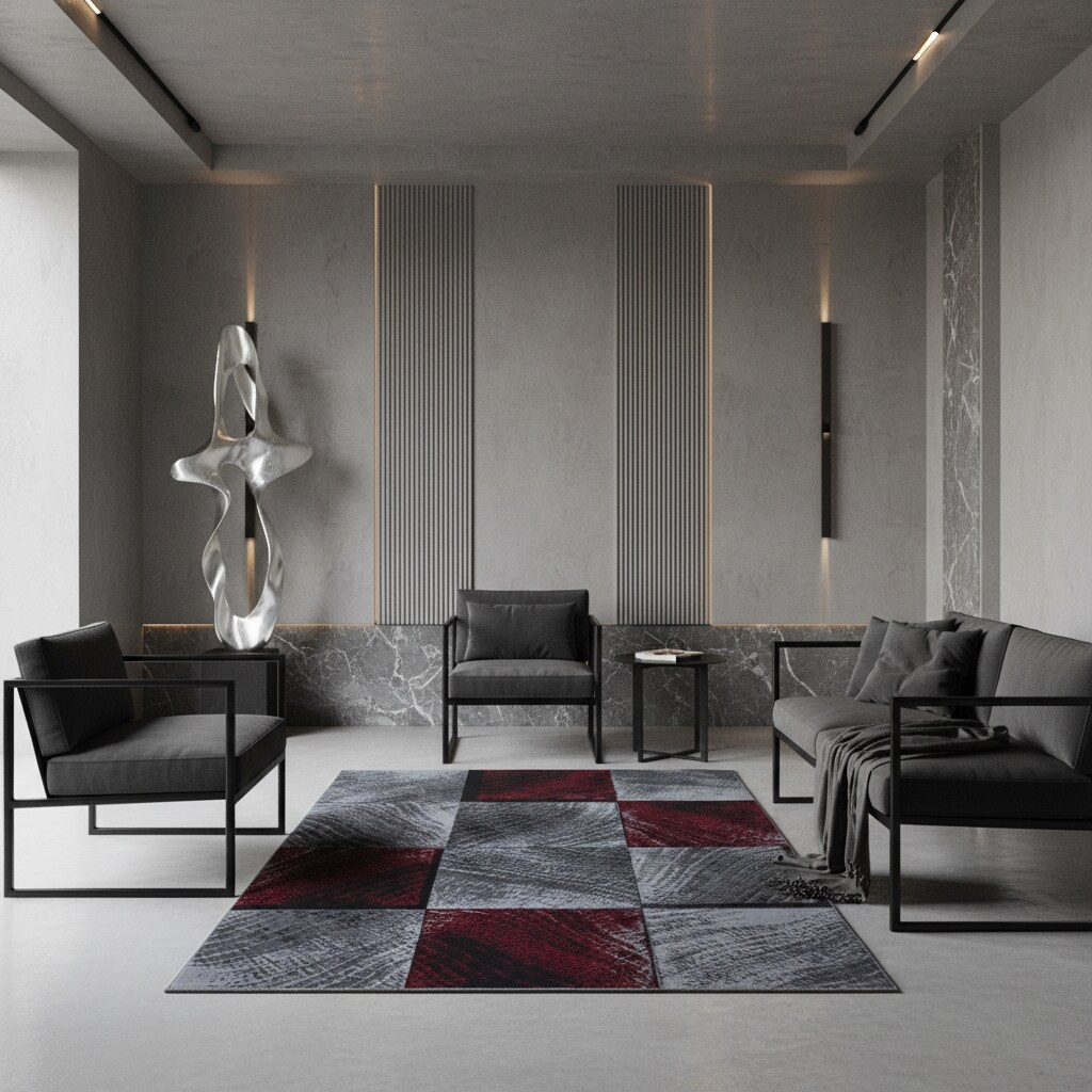 Teppich Kurzflor INN in Rot, kariert, 120 x 170 cm