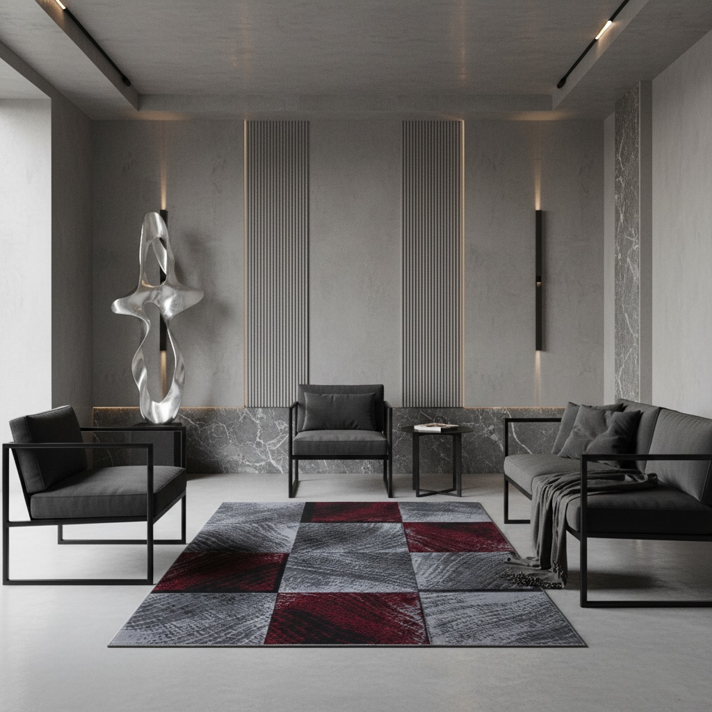 Teppich Kurzflor INN in Rot, kariert, 160 x 230 cm