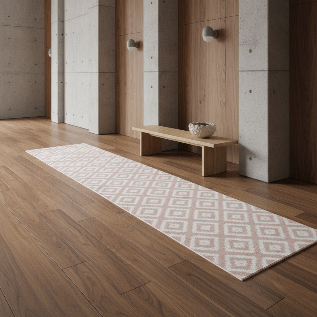 Teppich Kurzflor INN in Rosa, geometrisch, 80 x 300 cm