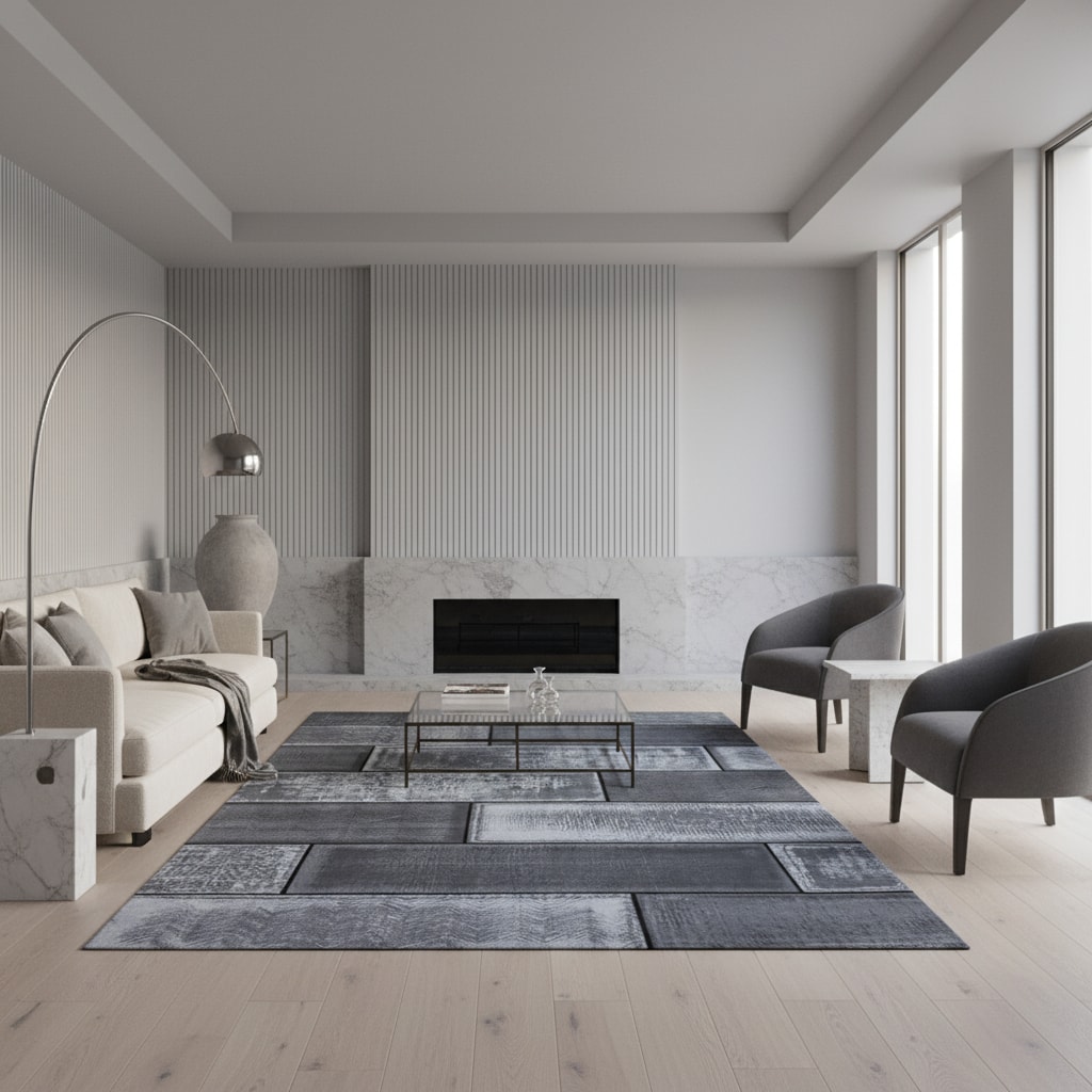 Teppich Kurzflor INN in Schwarz, in Steinoptik, 160 x 230 cm