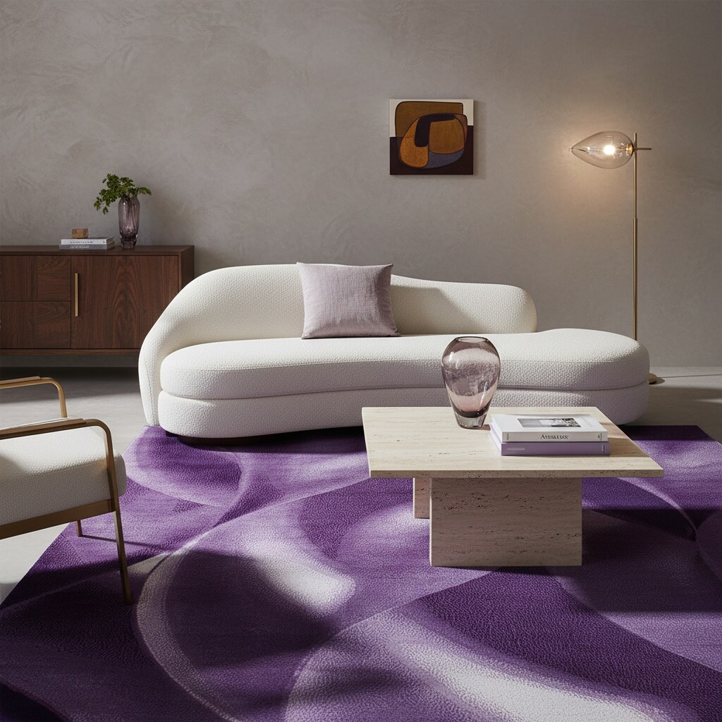 Teppich Kurzflor INN in Violett, mit abstraktem Wellenmuster, 240 x 340 cm