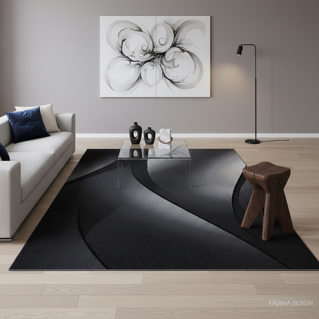 Teppich Kurzflor INN in Schwarz, mit Farbverlauf, 240 x 340 cm