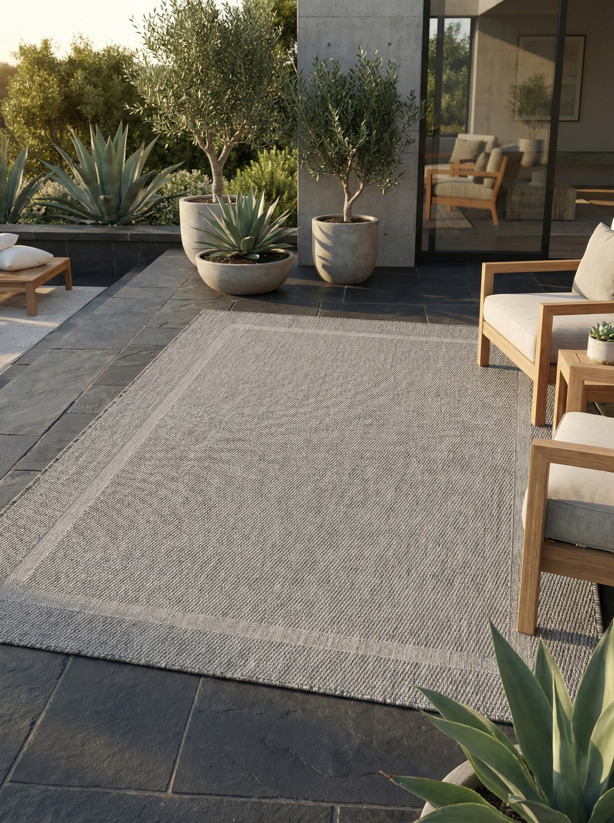 Teppich Outdoor ALSTER in Grau, einfarbig, 80 x 150 cm