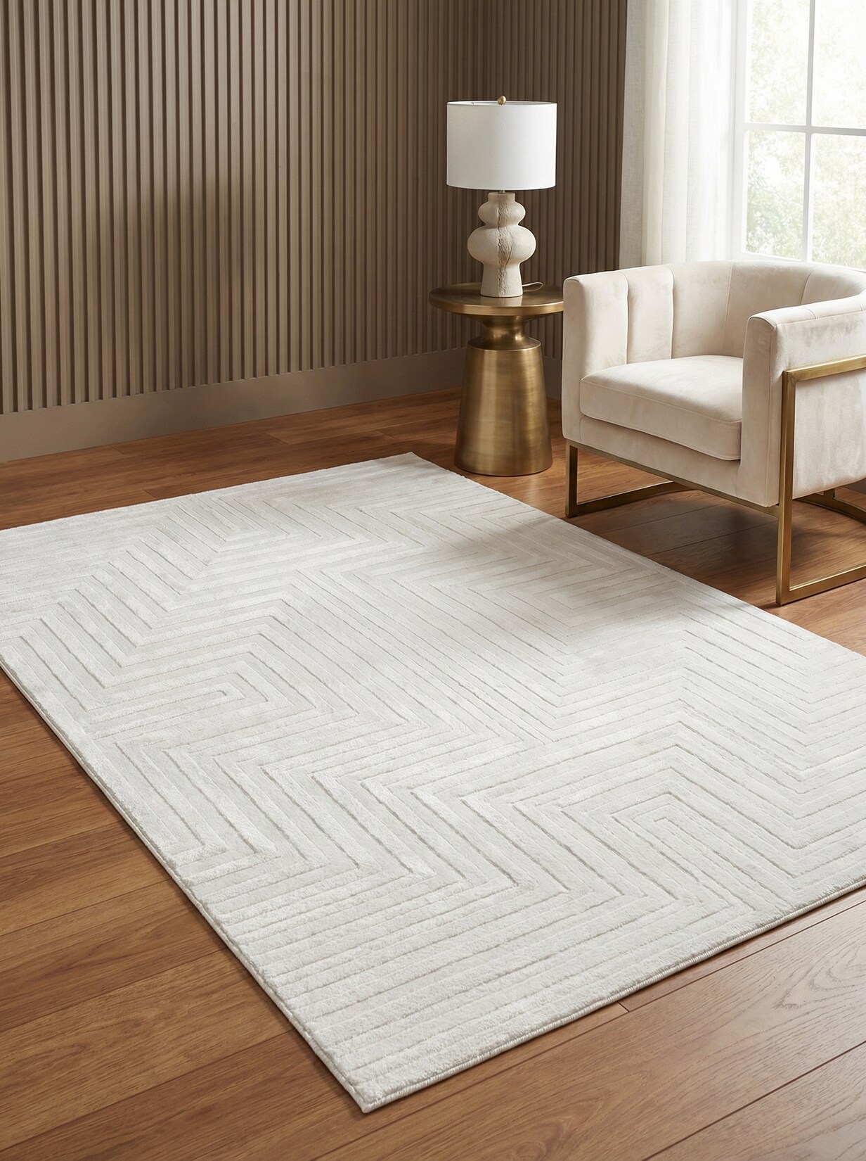 Teppich Kurzflor ILLER in Creme, mit 3D-Design, 120 x 170 cm