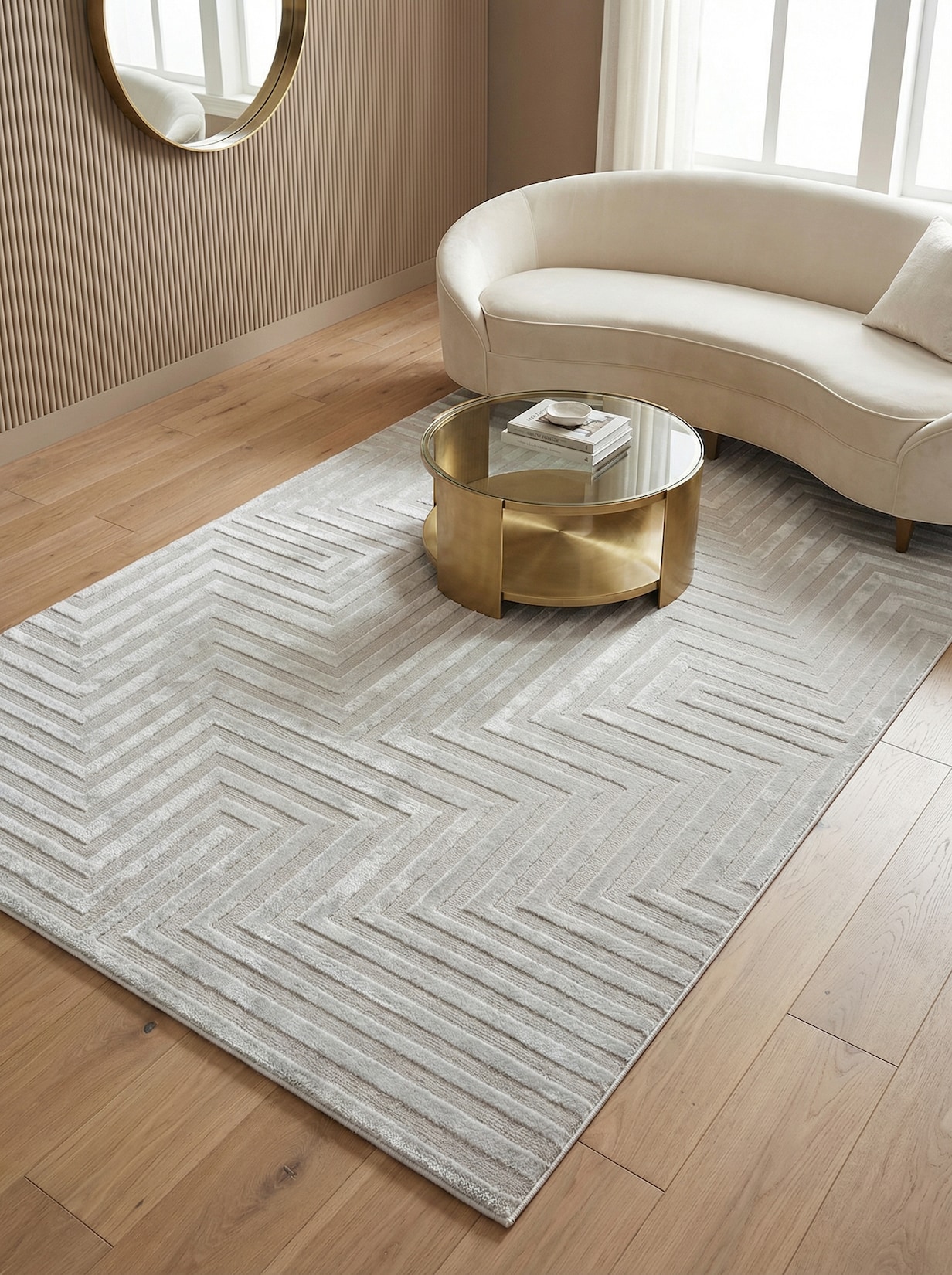 Teppich Kurzflor ILLER in Silber, mit 3D-Design, 120 x 170 cm