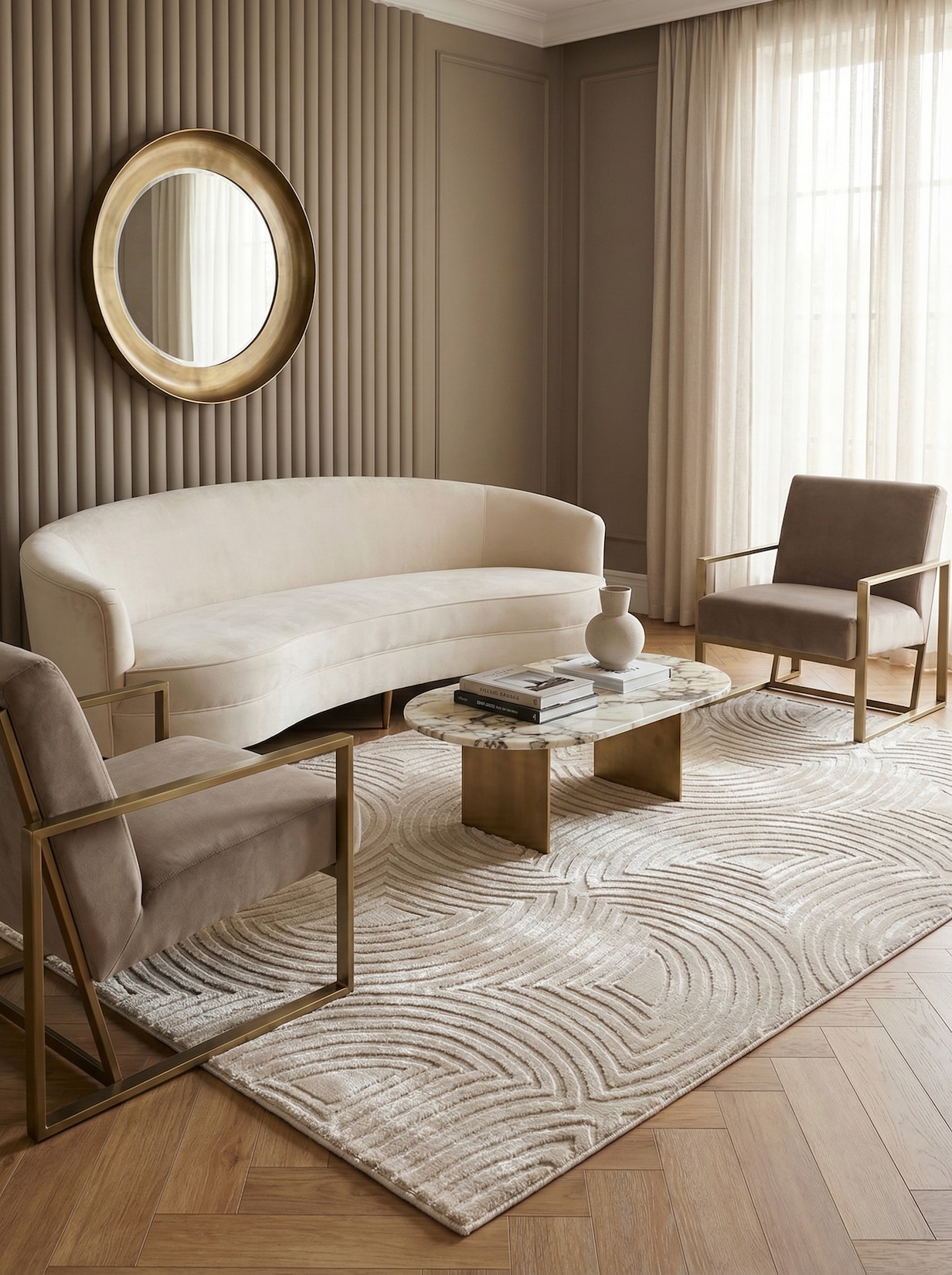 Teppich Kurzflor ILLER in Beige, mit 3D-Design, Florhöhe 12 mm, 240 x 340 cm