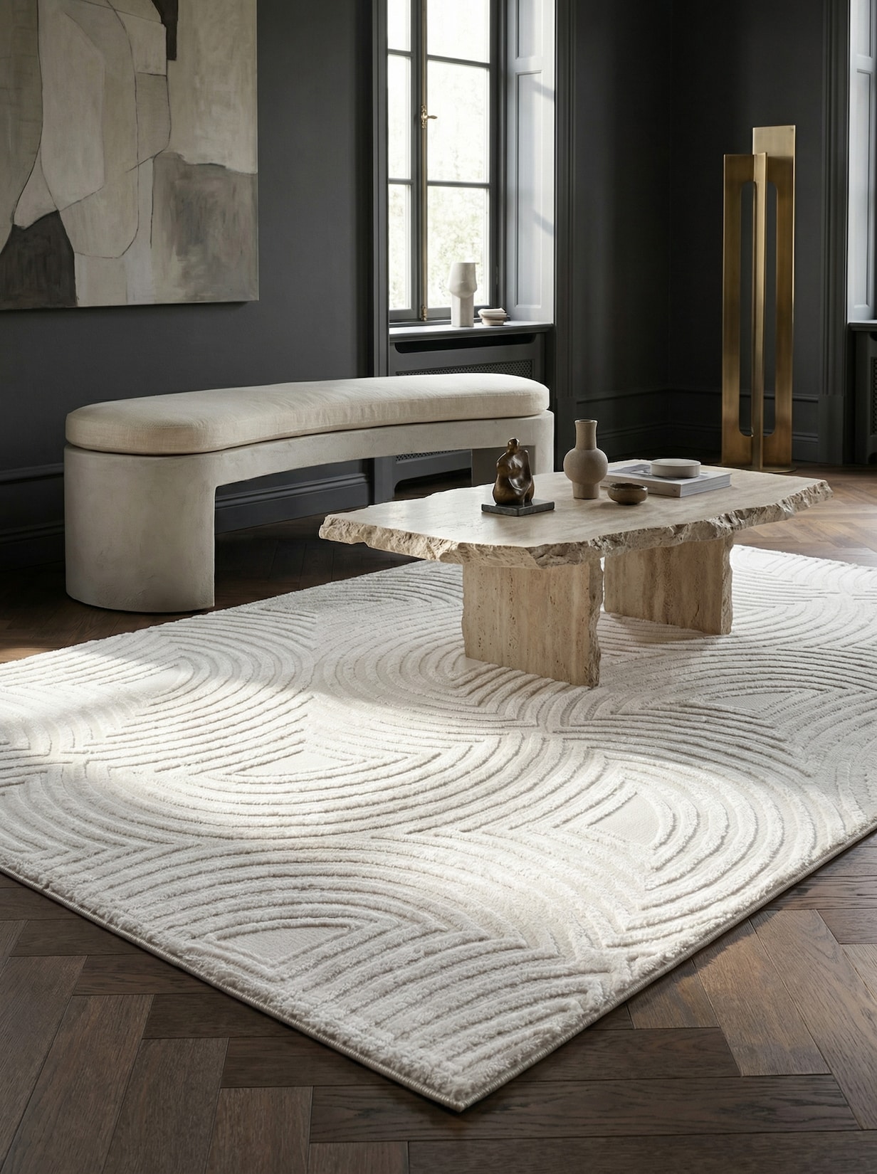 Teppich Kurzflor ILLER in Creme, mit 3D-Design, Florhöhe 12 mm, 240 x 340 cm
