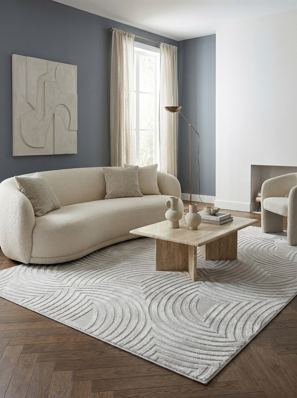 Teppich Kurzflor ILLER in Silber, mit 3D-Design, Florhöhe 12 mm, 240 x 340 cm