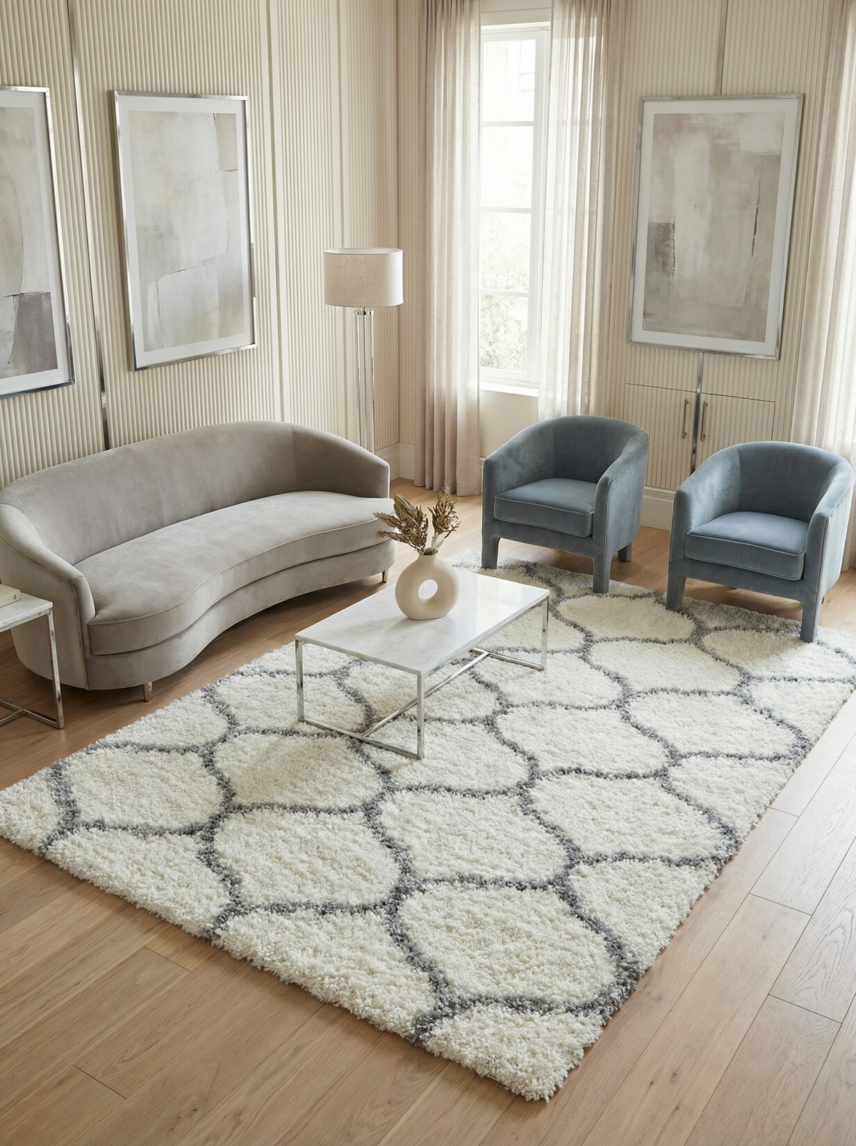 Teppich Hochflor RONDA in Creme, im Skandi-Stil, 240 x 340 cm