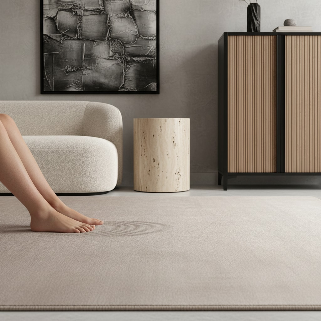 Teppich Kurzflor Waschbar LECH in Creme, einfarbig, 120 x 170 cm