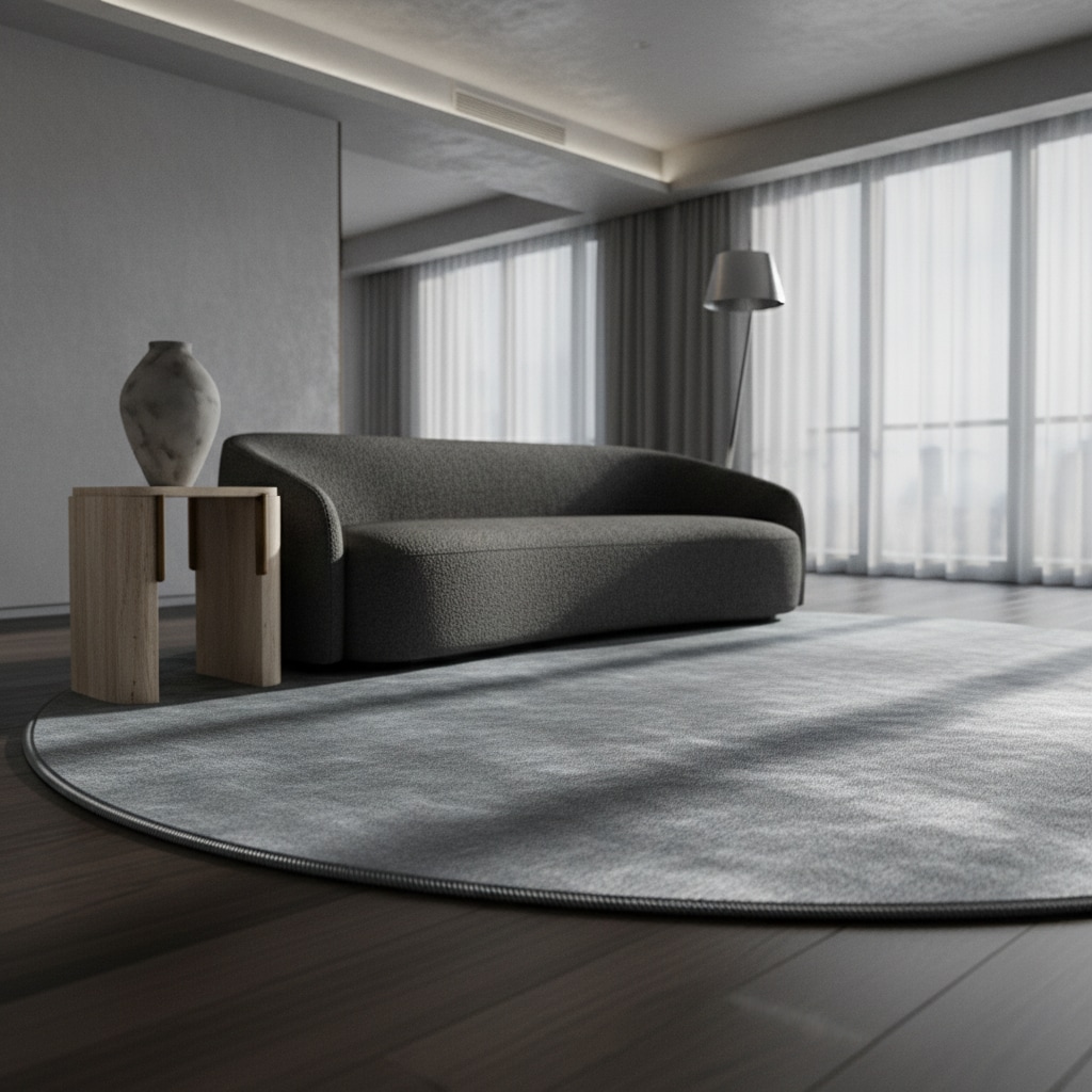 Teppich Kurzflor Waschbar LECH in Silber, einfarbig, Ø 200 cm