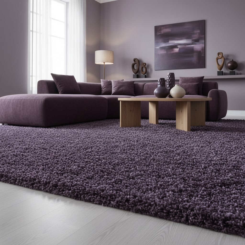 Teppich Hochflor SPREE in Violett, einfarbig, 140 x 200 cm