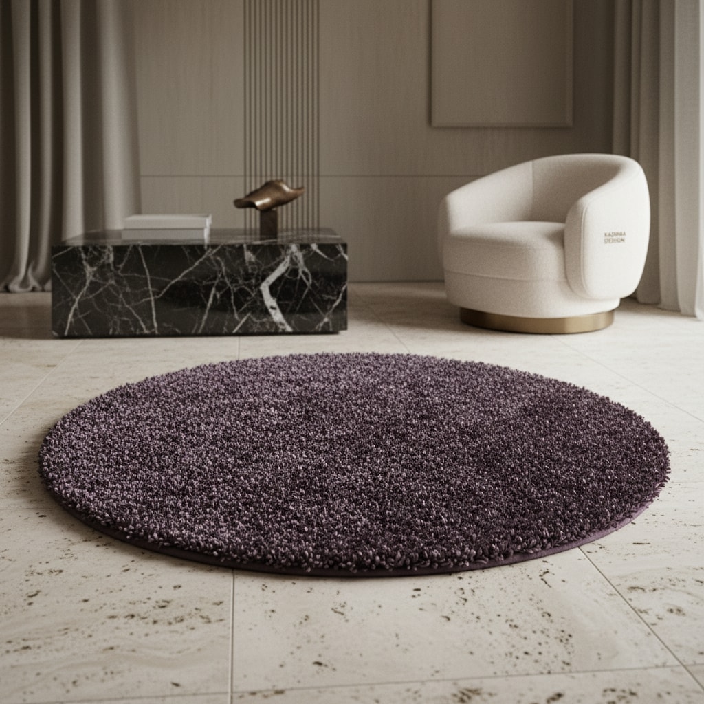 Teppich Hochflor SPREE in Violett, einfarbig, Ø 120 cm