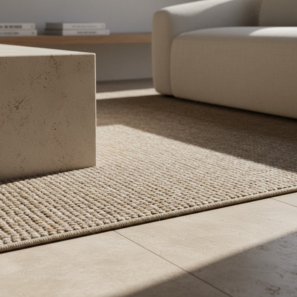 Teppich Flachgewebe CIMA in Beige, einfarbig, 200 x 290 cm