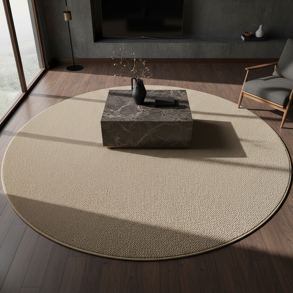 Teppich Flachgewebe CIMA in Beige, einfarbig, Ø 120 cm
